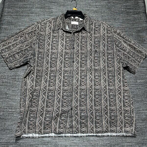 Natural Issue Hawaiian Shirt Men's XL Gray Brown Tribal Short Sleeve Soft Washed